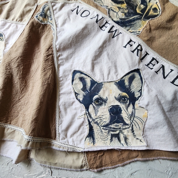 Maxi Skirt Handstitched Patched Dog Puppy Vintage Embroidery European Cotton - Picture 15 of 17